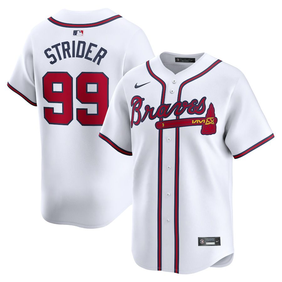 Men Atlanta Braves 99 Spencer Strider Nike White Home Limited Player MLB Jersey